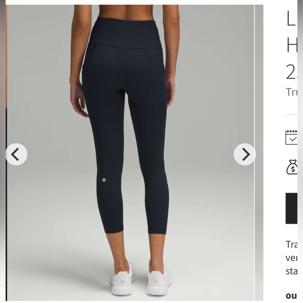 Lululemon True Navy Wunder Train High-Rise Tight with Pockets 25"